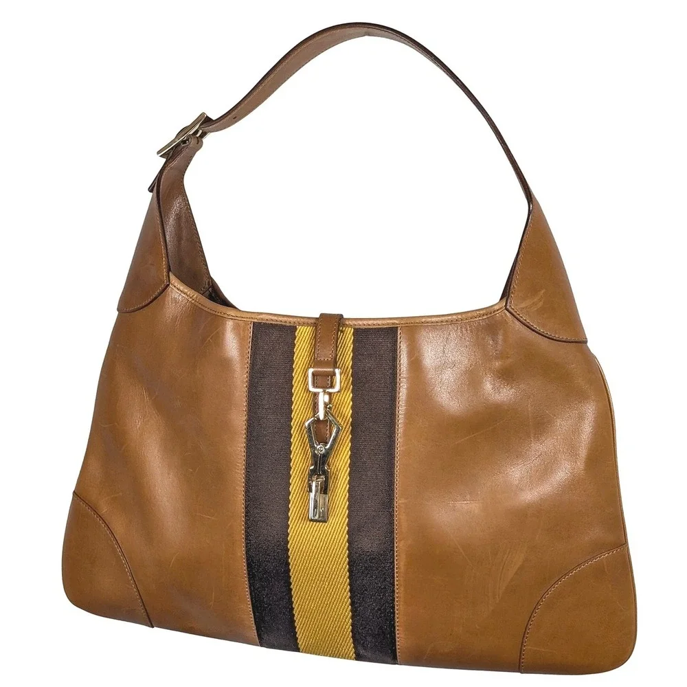 Vintage Gucci Tom Ford Era Jackie O Shoulder Bag Tan Brown Leather Y2K purse - Picture 4 of 12
